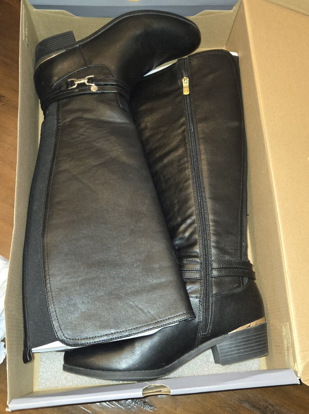 Liz Claiborne Black Memory Foam Wide Calf Boots 8